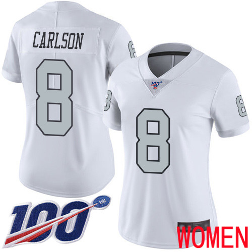Oakland Raiders Limited White Women Daniel Carlson Jersey NFL Football 8 100th Season Rush Vapor Jersey